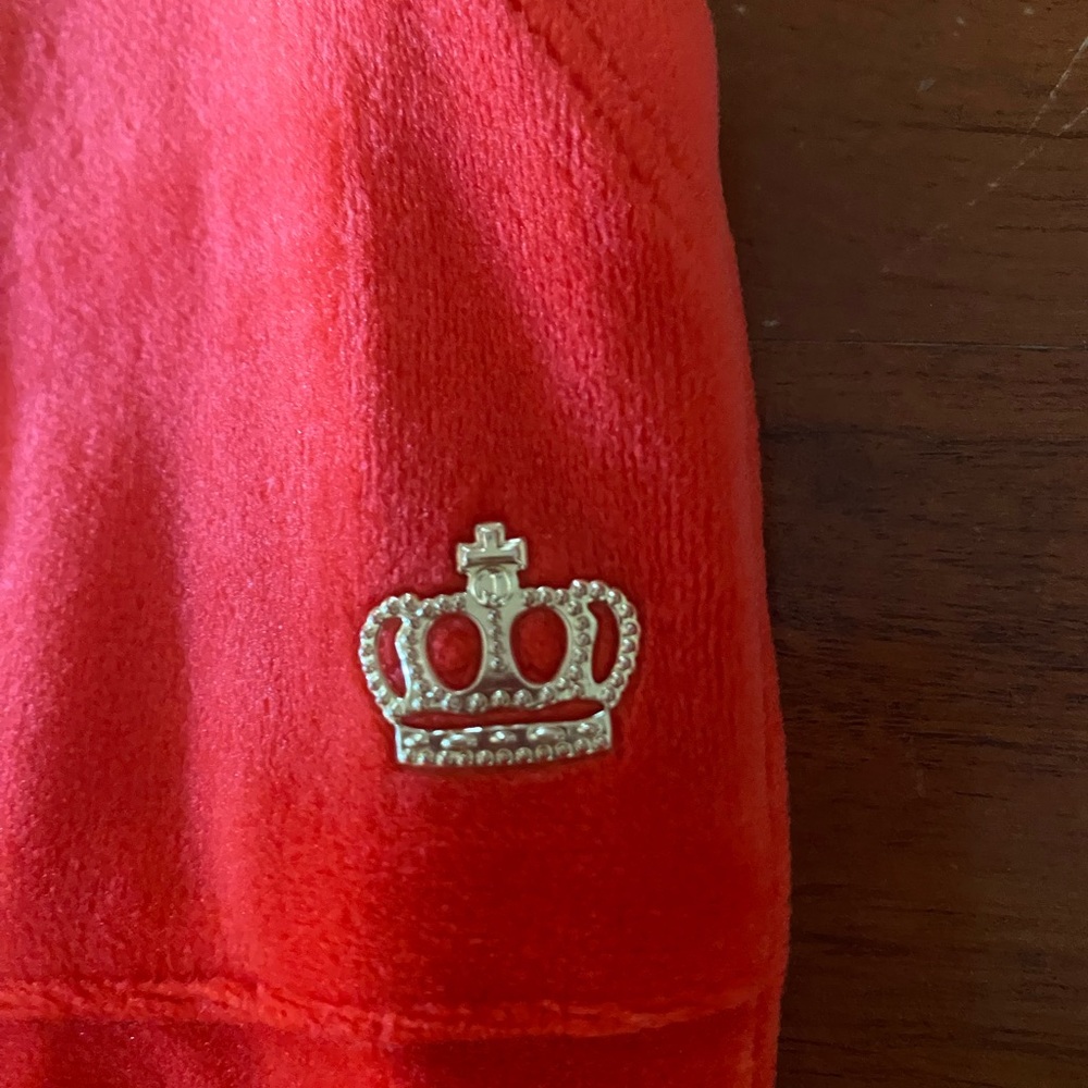 Juicy Couture Red Velour‎ Pants rhinestone logo size small - Picture 2 of 6